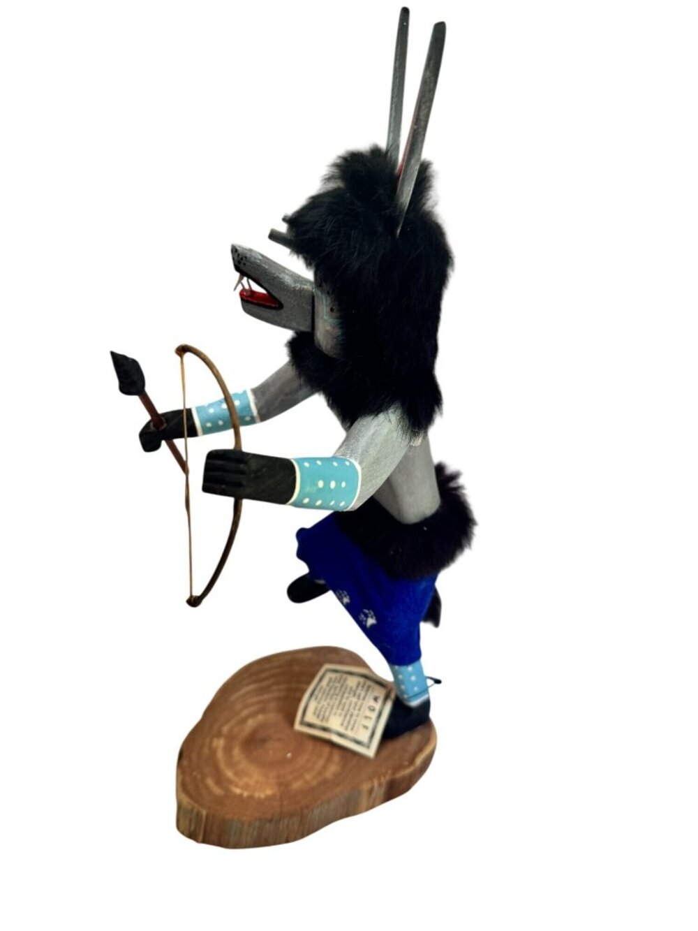 Wolf Navajo Kachina Doll PL Begay 14" Dine Signed Bow Arrow Native American - Picture 6 of 9